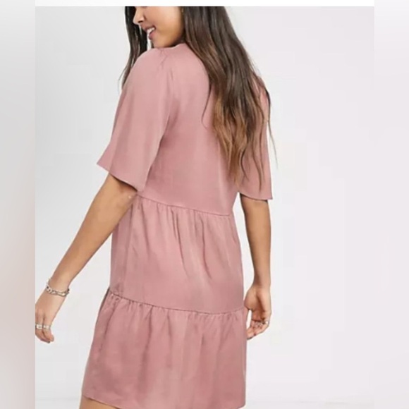 Mango buttoned mini smock dress in pink size US 4 - Picture 5 of 5